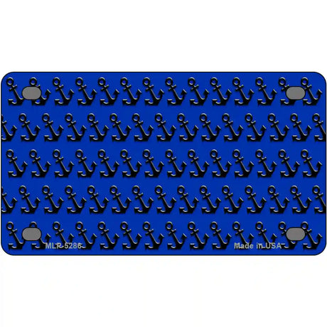 Blue Black Anchor Metal Novelty License Plate 4" x 2.2" (MLP)