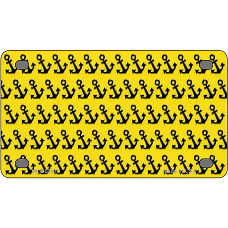 Yellow Black Anchor Metal Novelty License Plate 4" x 2.2" (MLP)