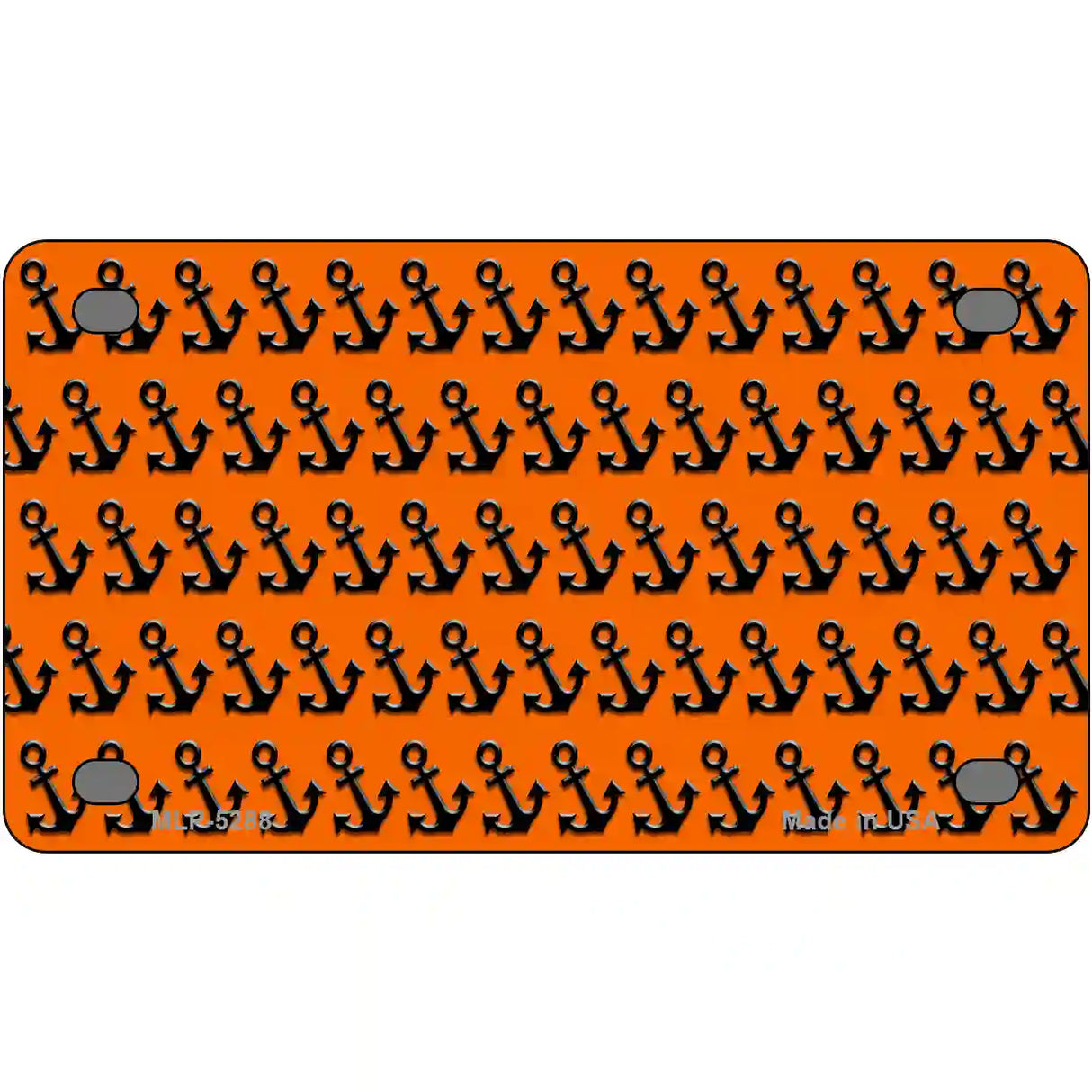 Orange Black Anchor Metal Novelty License Plate 4" x 2.2" (MLP)