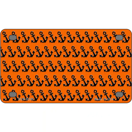 Orange Black Anchor Metal Novelty License Plate 4" x 2.2" (MLP)