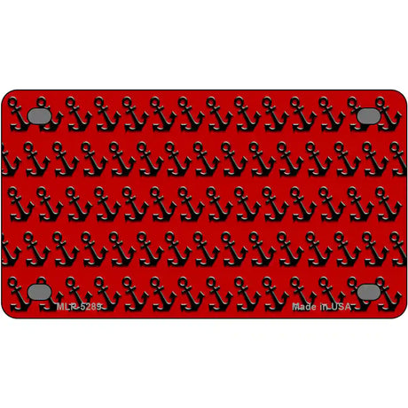 Red Black Anchor Metal Novelty License Plate 4" x 2.2" (MLP)