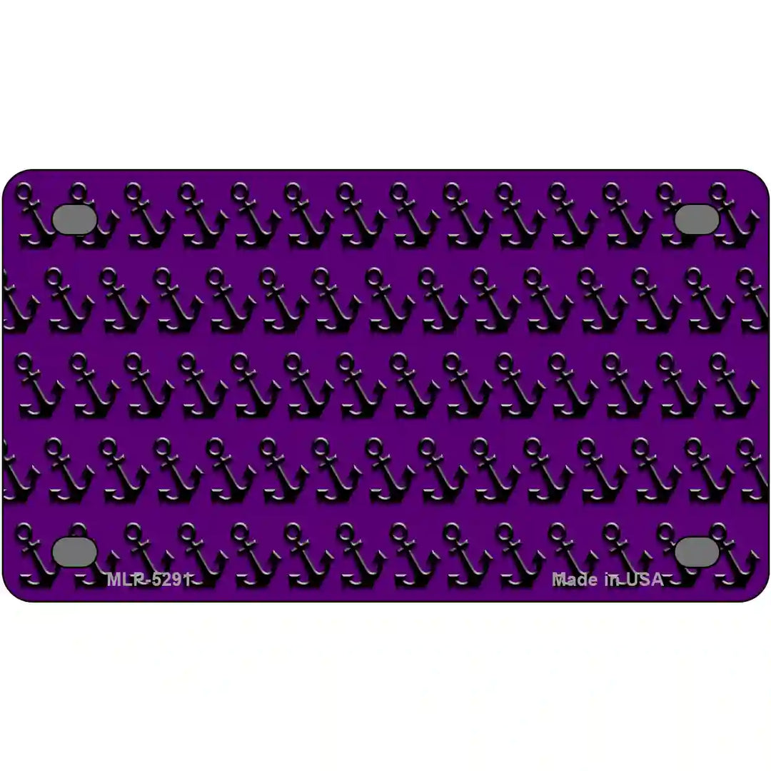 Purple Black Anchor Metal Novelty License Plate 4" x 2.2" (MLP)