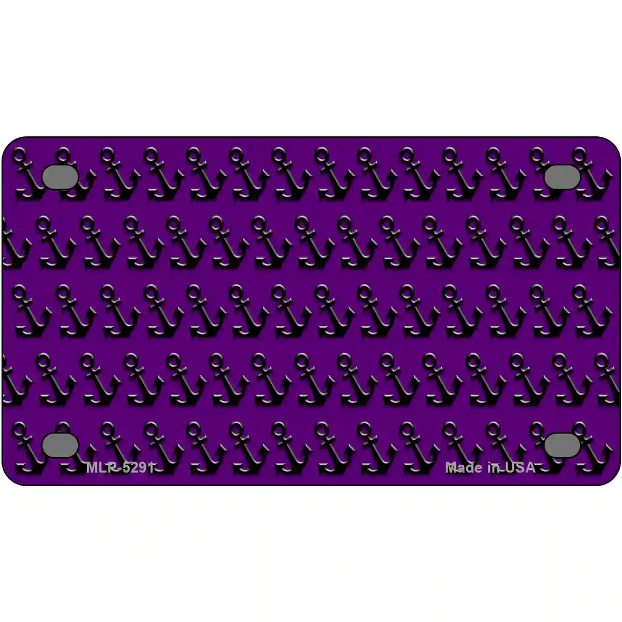 Purple Black Anchor Metal Novelty License Plate 4" x 2.2" (MLP)