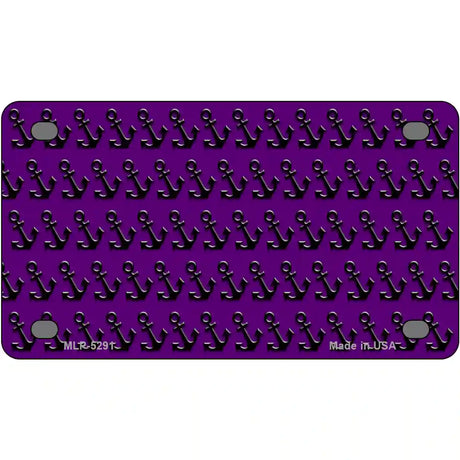 Purple Black Anchor Metal Novelty License Plate 4" x 2.2" (MLP)