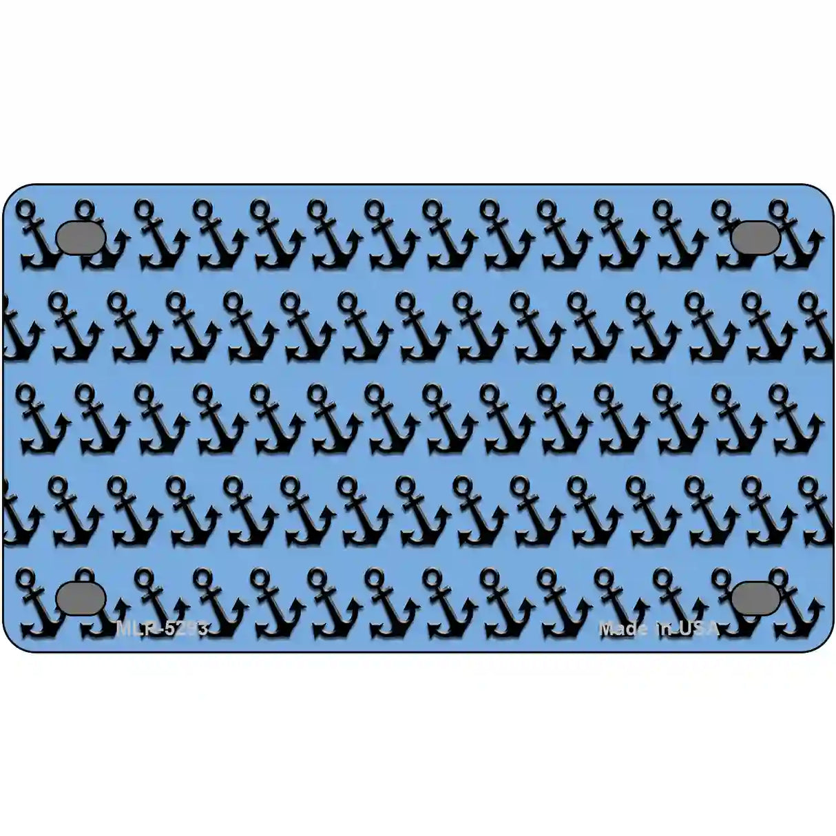 Light Blue Black Anchor Metal Novelty License Plate 4" x 2.2" (MLP)