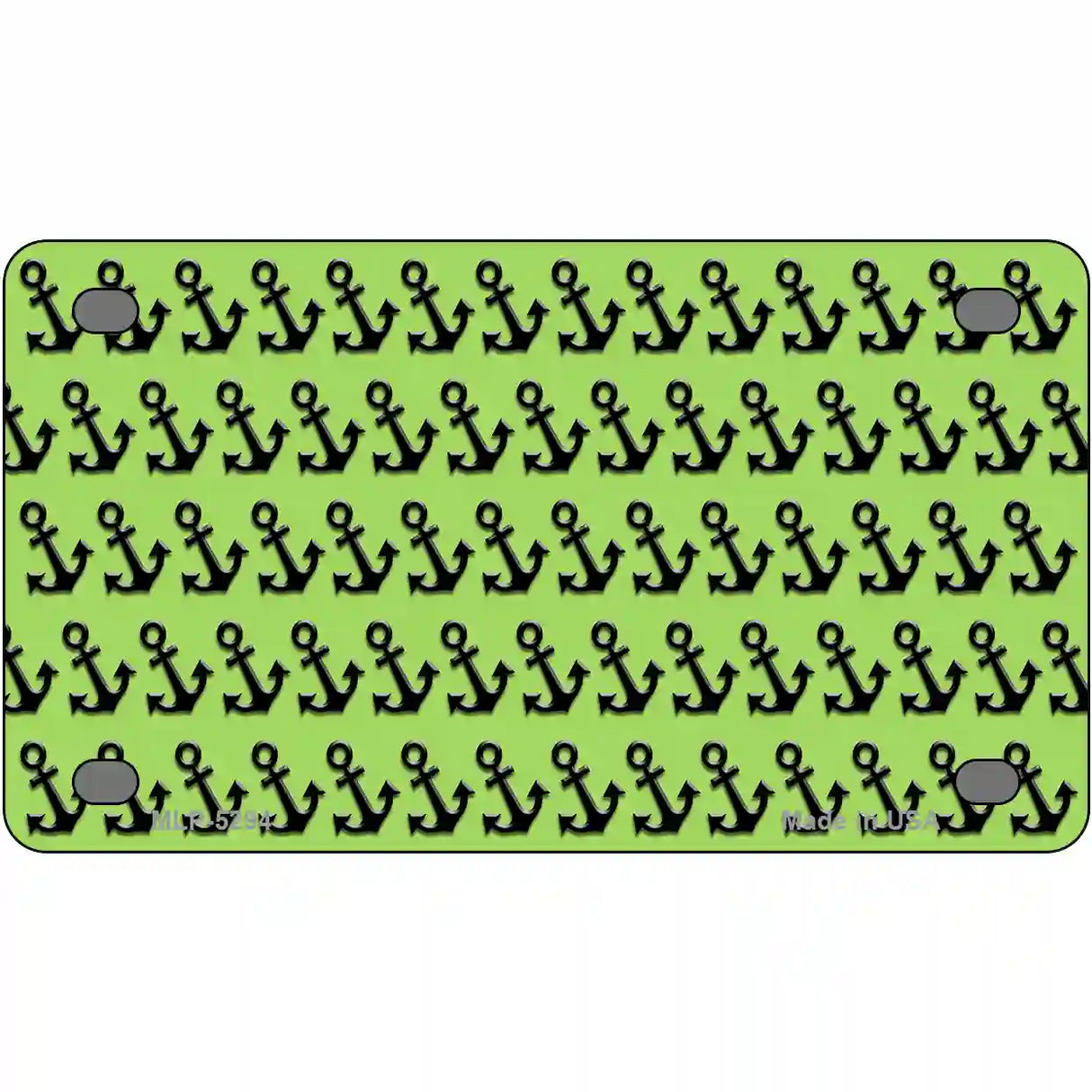 Lime Green Black Anchor Metal Novelty License Plate 4" x 2.2" (MLP)