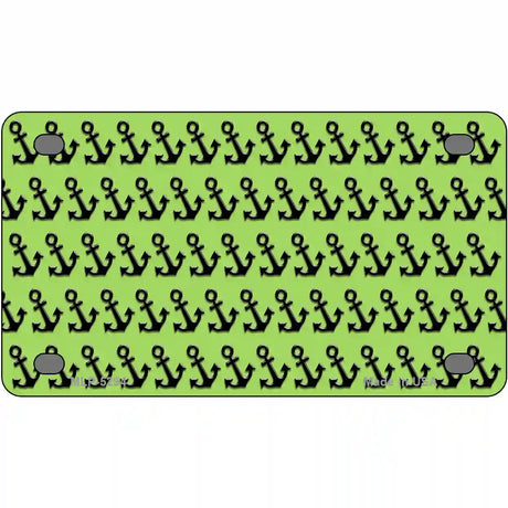 Lime Green Black Anchor Metal Novelty License Plate 4" x 2.2" (MLP)