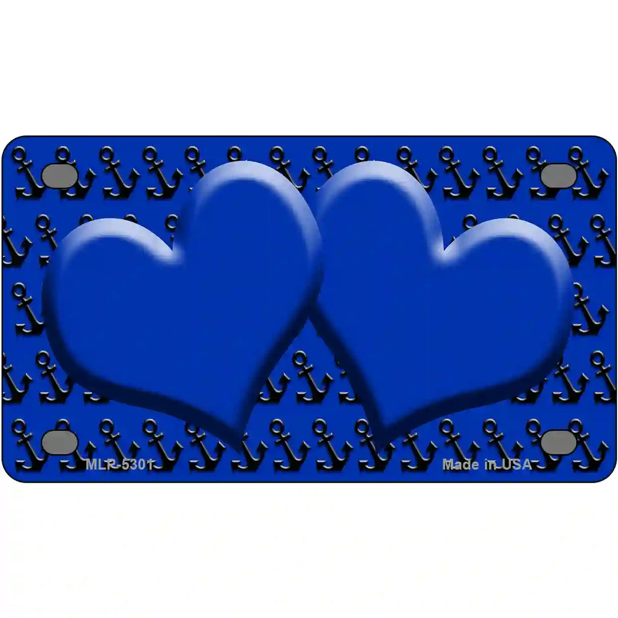 Blue Black Anchor Blue Heart CenterMetal Novelty License Plate 4" x 2.2" (MLP)