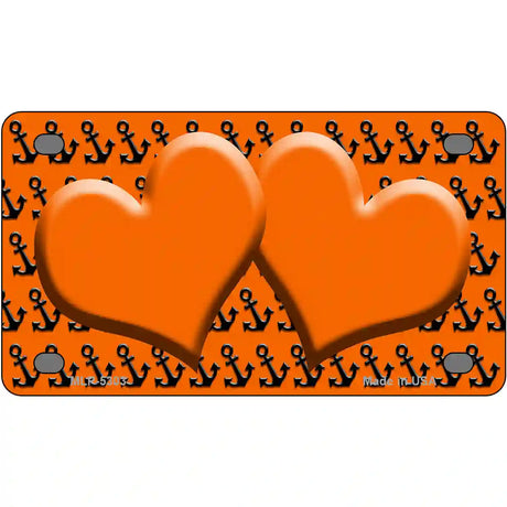 Orange Black Anchor Orange Heart Center Metal Novelty License Plate 4" x 2.2" (MLP)