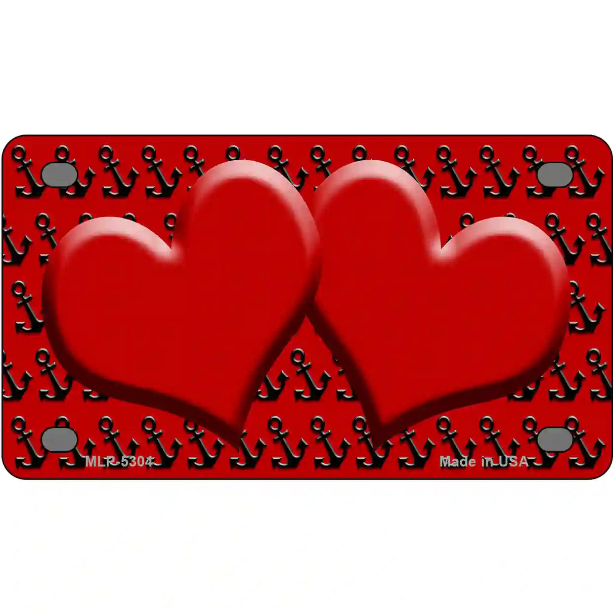 Red Black Anchor Red Heart Center Metal Novelty License Plate 4" x 2.2" (MLP)