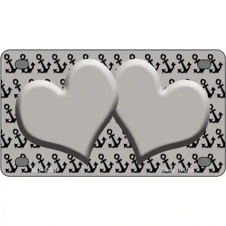 Grey Black Anchor Grey Heart Center Metal Novelty License Plate 4" x 2.2" (MLP)