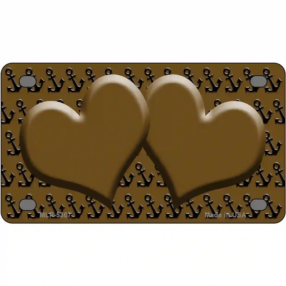 Brown Black Anchor Brown Heart Center Metal Novelty License Plate 4" x 2.2" (MLP)