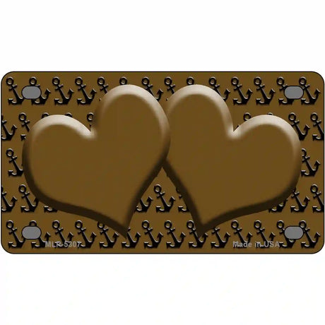 Brown Black Anchor Brown Heart Center Metal Novelty License Plate 4" x 2.2" (MLP)