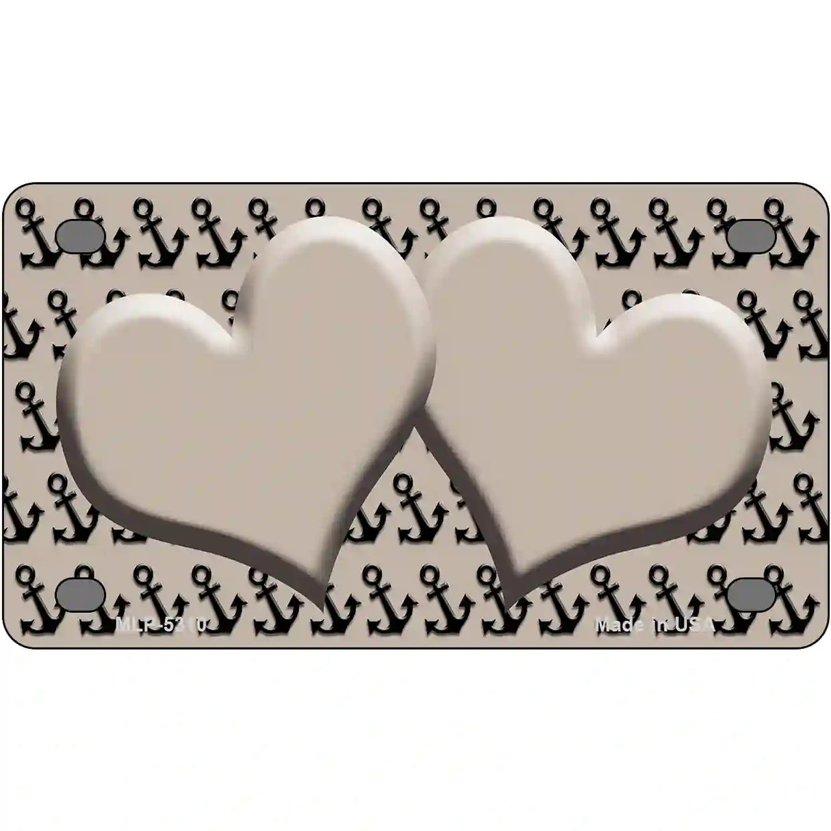 Tan Black Anchor Tan Heart Center Metal Novelty License Plate 4" x 2.2" (MLP)