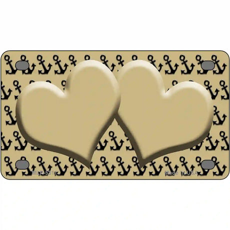 Gold Black Anchor Gold Heart Center Metal Novelty License Plate 4" x 2.2" (MLP)