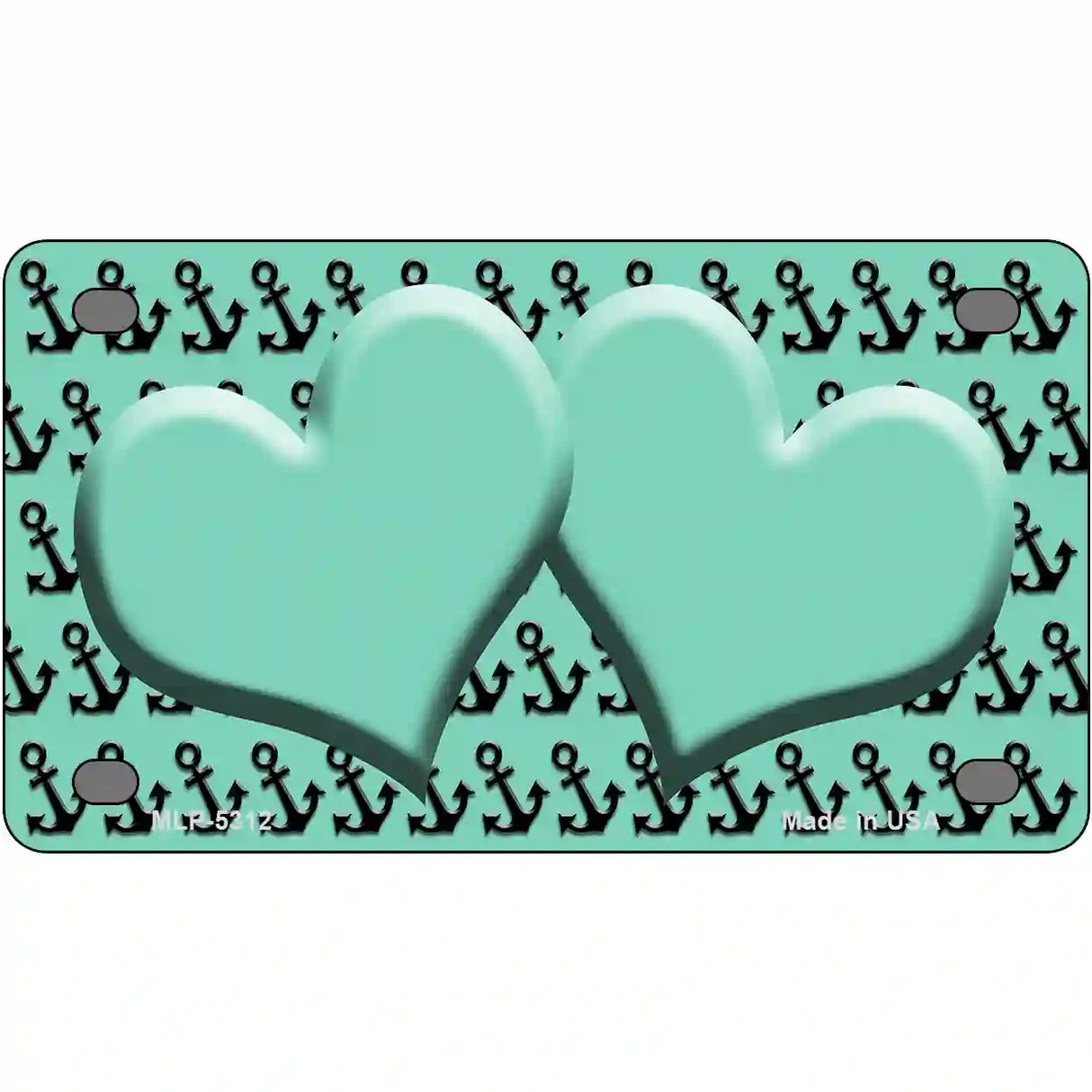 Mint Black Anchor Mint Heart Center Metal Novelty License Plate 4" x 2.2" (MLP)