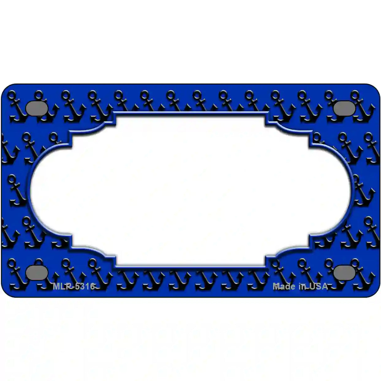 Blue Black Anchor Scallop Center Metal Novelty License Plate 4" x 2.2" (MLP)