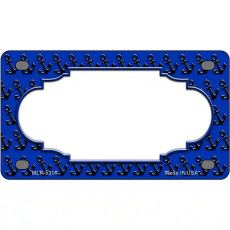 Blue Black Anchor Scallop Center Metal Novelty License Plate 4" x 2.2" (MLP)