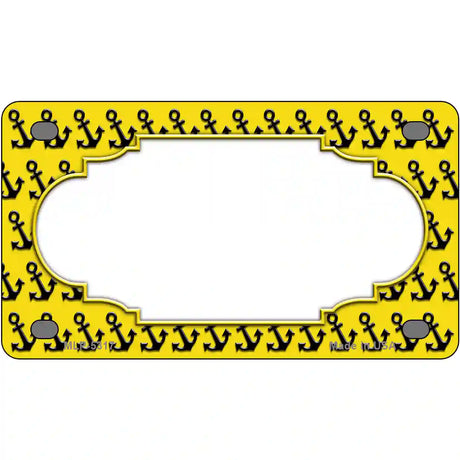 Yellow Black Anchor Scallop Center Metal Novelty License Plate 4" x 2.2" (MLP)