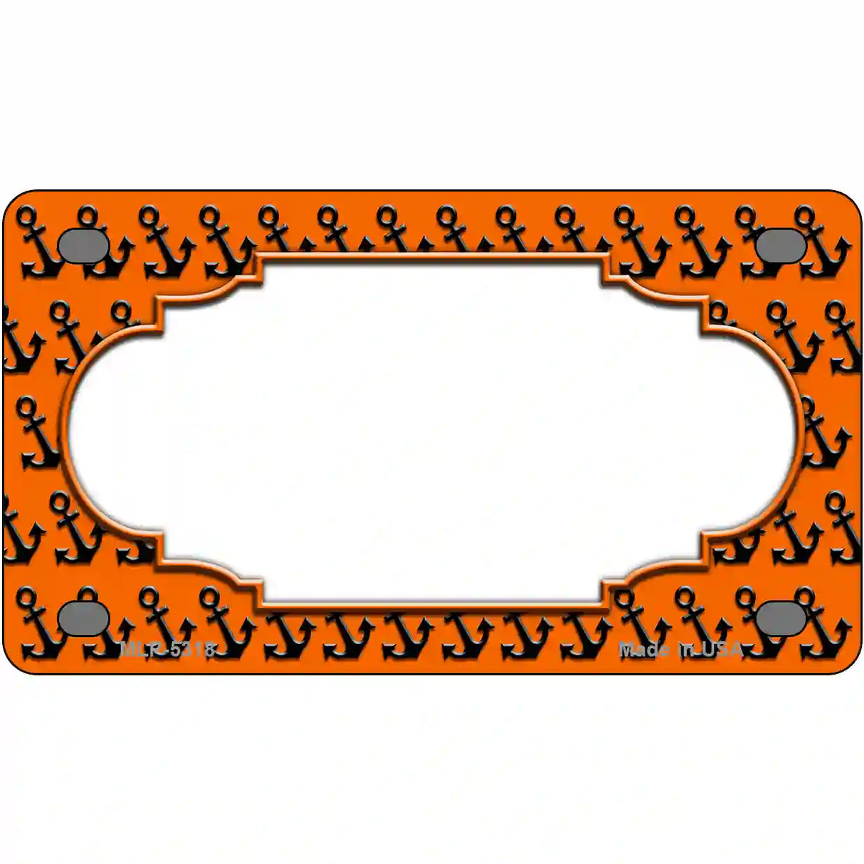 Orange Black Anchor Scallop Center Metal Novelty License Plate 4" x 2.2" (MLP)