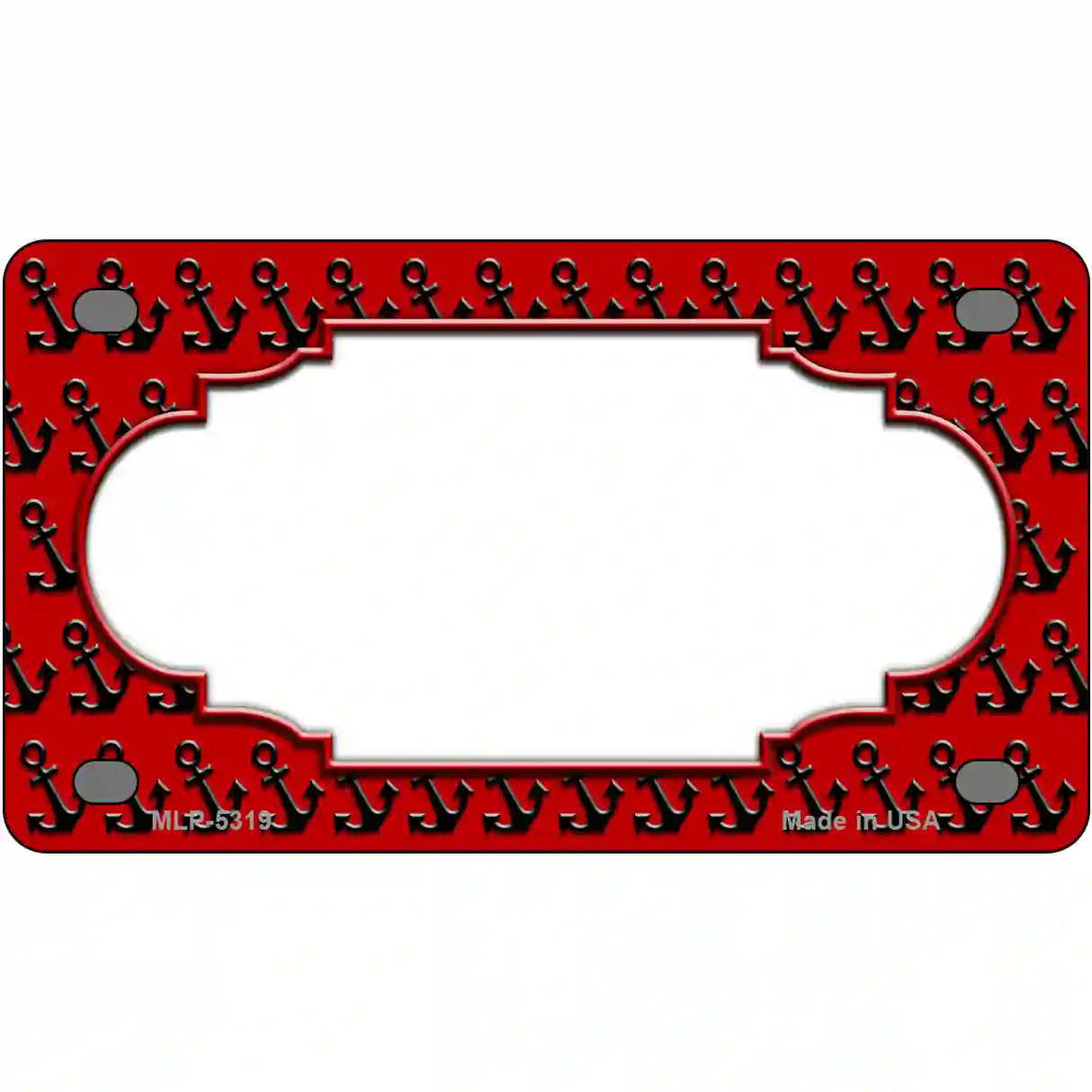 Red Black Anchor Scallop Center Metal Novelty License Plate 4" x 2.2" (MLP)