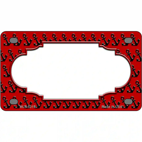 Red Black Anchor Scallop Center Metal Novelty License Plate 4" x 2.2" (MLP)