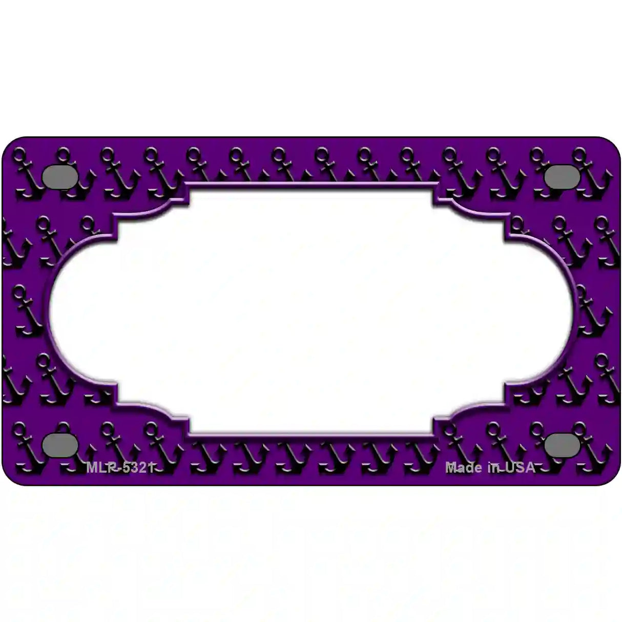 Purple Black Anchor Scallop Center Metal Novelty License Plate 4" x 2.2" (MLP)