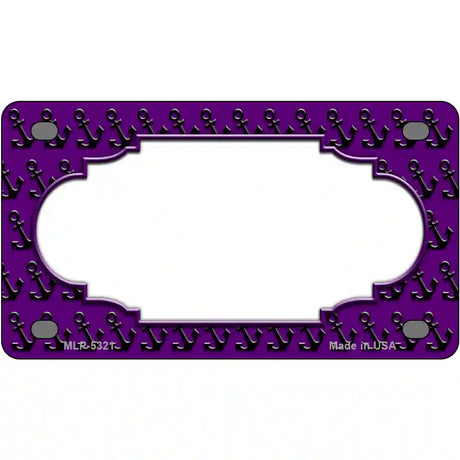 Purple Black Anchor Scallop Center Metal Novelty License Plate 4" x 2.2" (MLP)