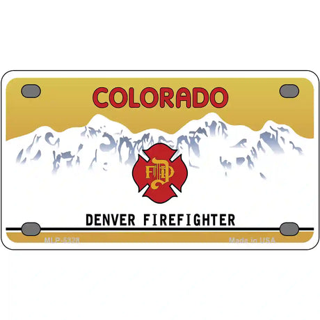 Denver Fire Fighter Metal Novelty License Plate 4" x 2.2" (MLP)