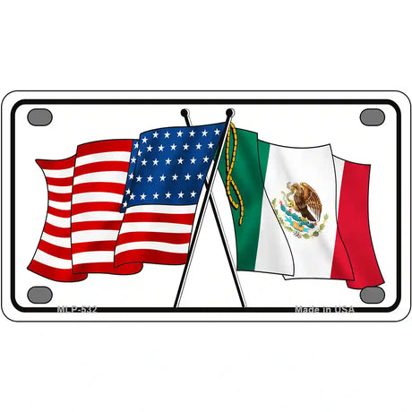 United States Mexico Flag Metal Novelty License Plate 4" x 2.2" (MLP)