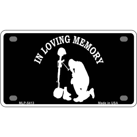 In Loving Memory Kneeling Novelty Metal License Plate 4" x 2.2" (MLP)