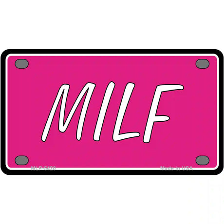 M.I.L.F Pink Metal Novelty License Plate 4" x 2.2" (MLP)