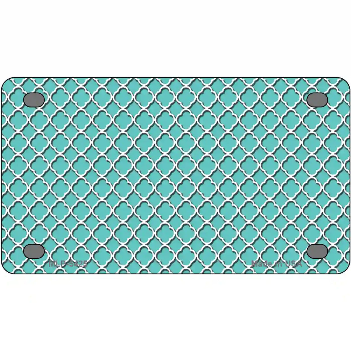 Tiffany Blue White Quatrefoil Metal Novelty License Plate 4" x 2.2" (MLP)