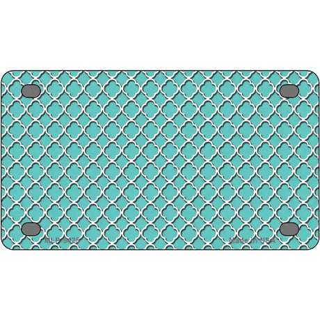 Tiffany Blue White Quatrefoil Metal Novelty License Plate 4" x 2.2" (MLP)