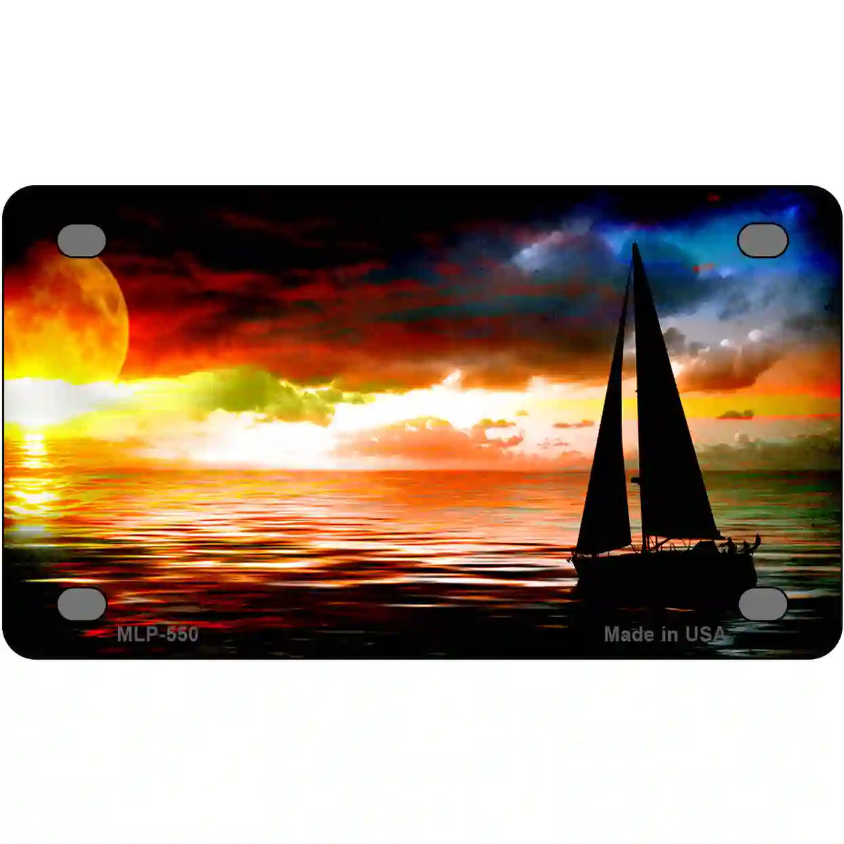 Sailboat Metal Novelty License Plate 4" x 2.2" (MLP)