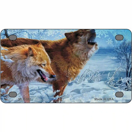 Wintertime Wolf Metal Novelty License Plate 4" x 2.2" (MLP)