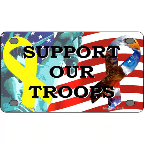 Support Our Troops Ribbon Metal Novelty License Plate 4" x 2.2" (MLP)