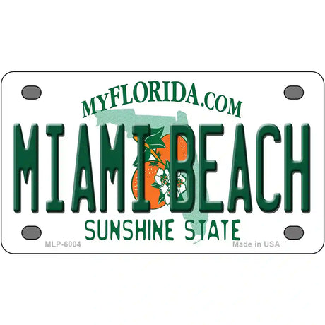 Miami Beach Florida Novelty Metal License Plate 4" x 2.2" (MLP)