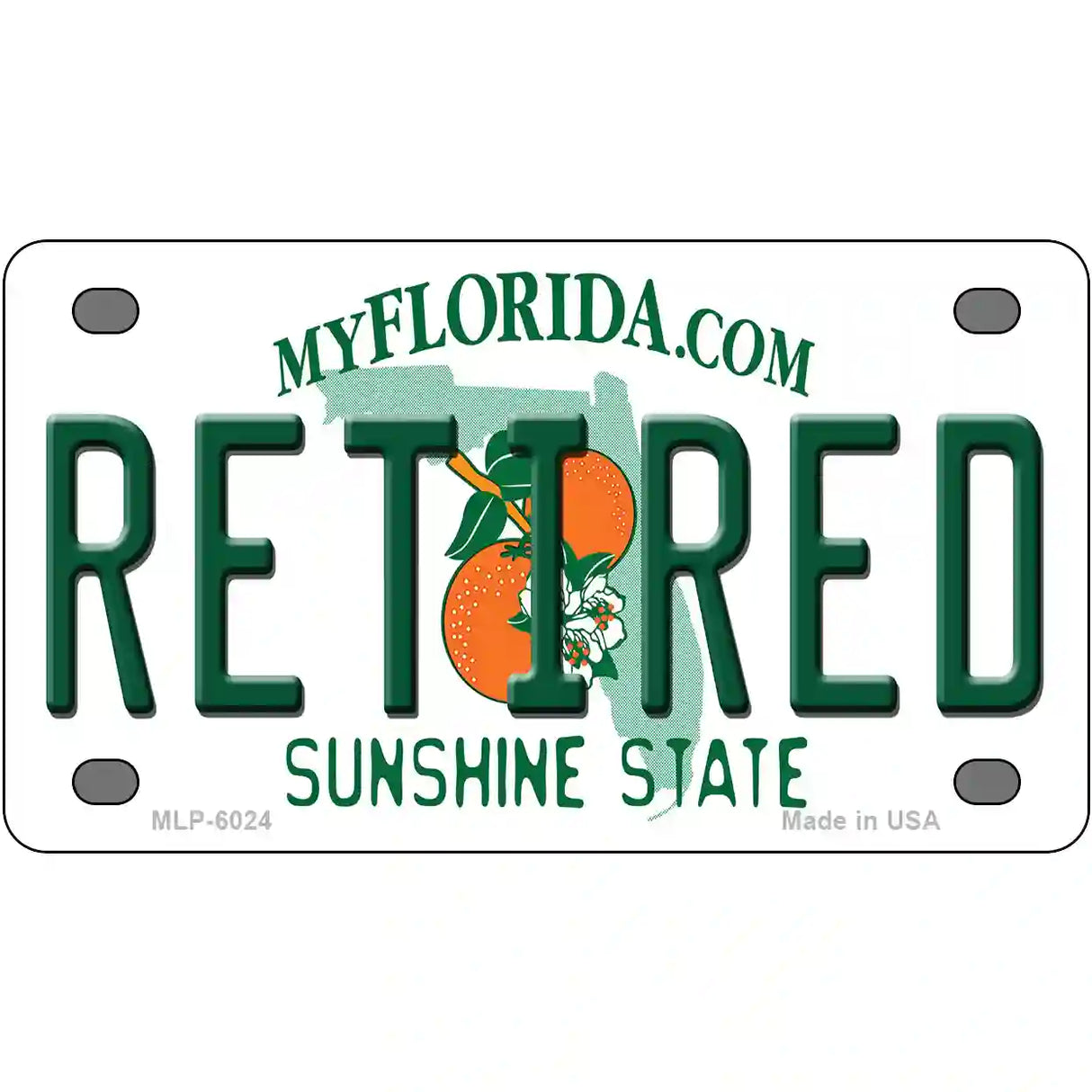 Retired Florida Novelty Metal License Plate 4" x 2.2" (MLP)