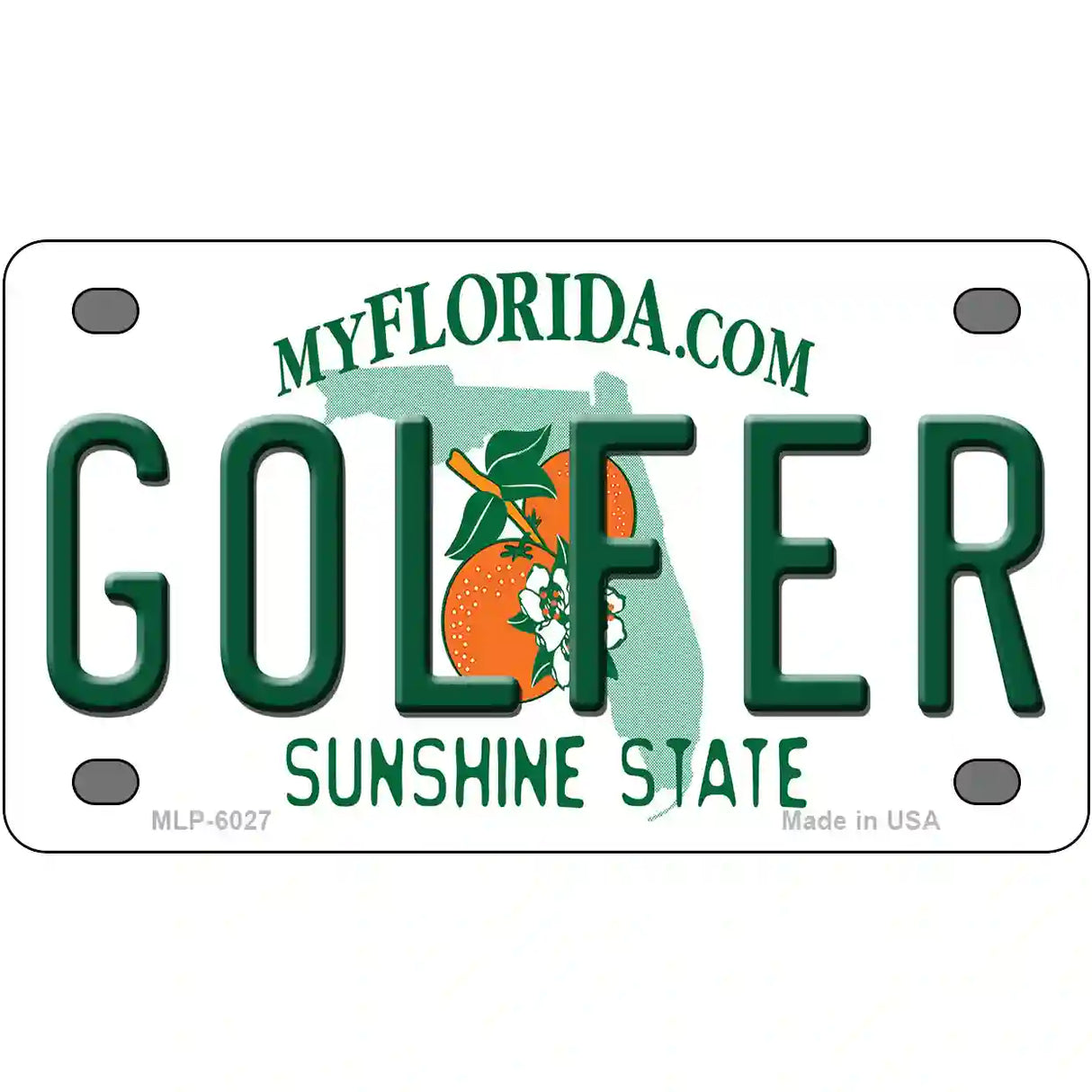 Golfer Florida Novelty Metal License Plate 4" x 2.2" (MLP)