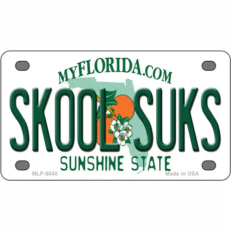 Skool Suks Florida Novelty Metal License Plate 4" x 2.2" (MLP)