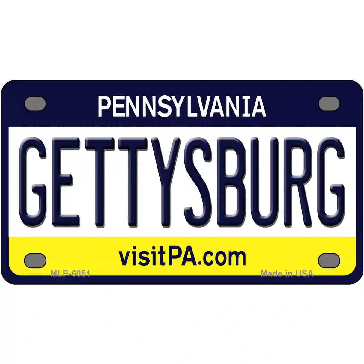 Gettysburg Pennsylvania State Novelty Metal License Plate 4" x 2.2" (MLP)