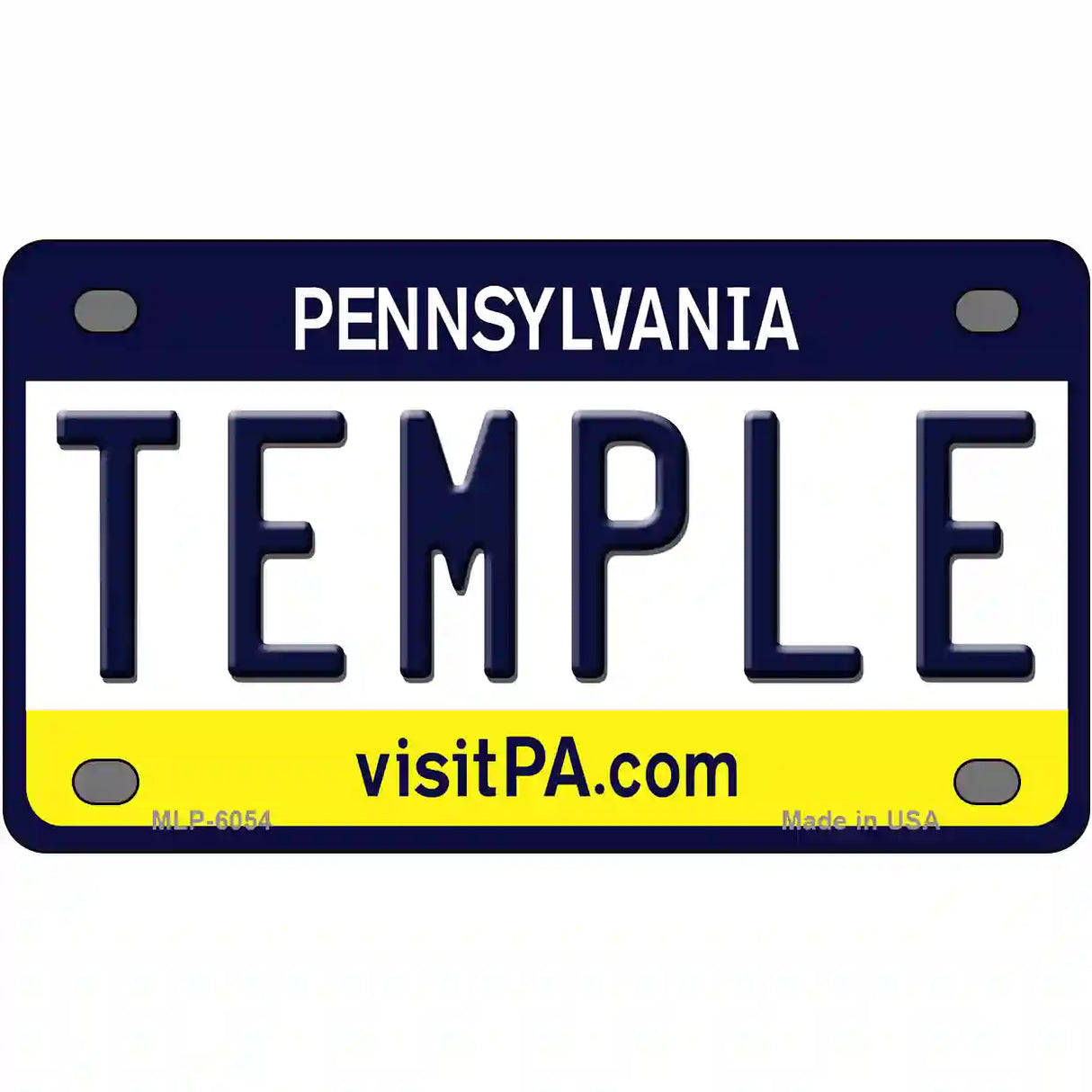 Temple Pennsylvania State Novelty Metal License Plate 4" x 2.2" (MLP)