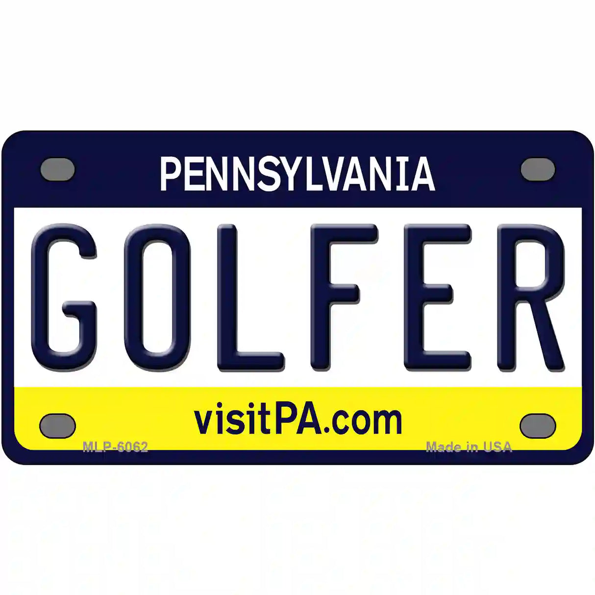 Golfer Pennsylvania State Novelty Metal License Plate 4" x 2.2" (MLP)