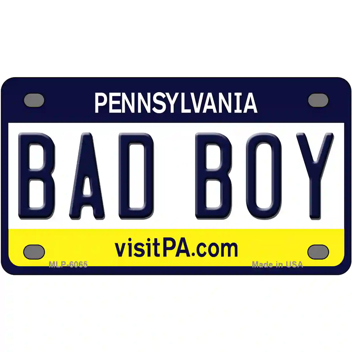 Bad Boy Pennsylvania State Novelty Metal License Plate 4" x 2.2" (MLP)