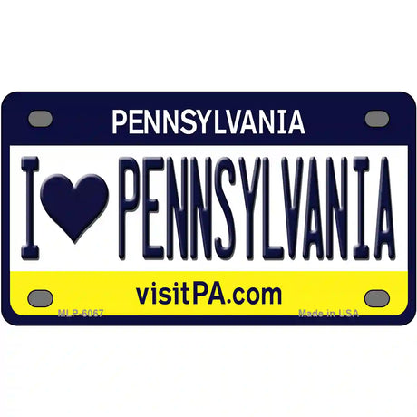 I Love Pennsylvania State Novelty Metal License Plate 4" x 2.2" (MLP)