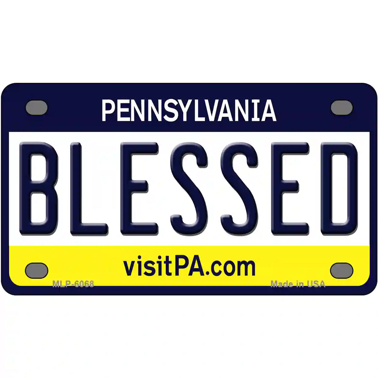 Blessed Pennsylvania State Novelty Metal License Plate 4" x 2.2" (MLP)