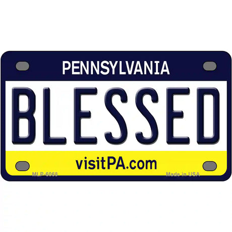 Blessed Pennsylvania State Novelty Metal License Plate 4" x 2.2" (MLP)