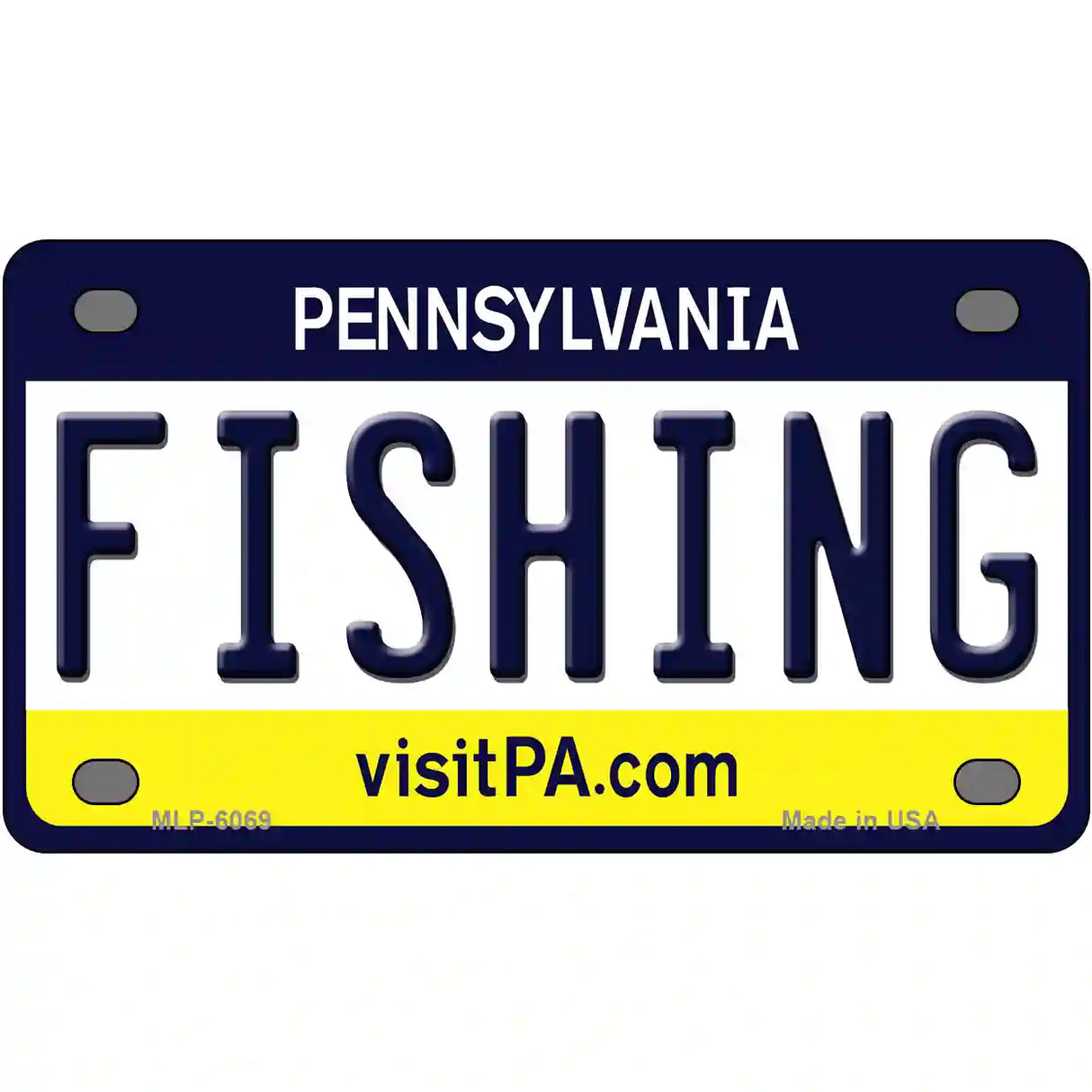 Fishing Pennsylvania State Novelty Metal License Plate 4" x 2.2" (MLP)