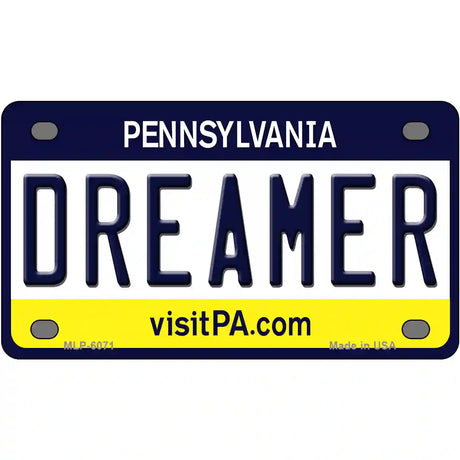 Dreamer Pennsylvania State Novelty Metal License Plate 4" x 2.2" (MLP)